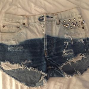 Levi’s denim shorts ripped studded bleached